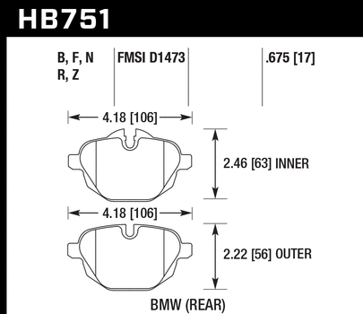 Hawk Performance HB751 Series Brake Pad 0.675 in. thick