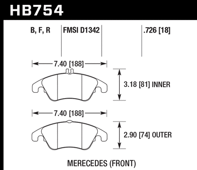 Hawk Performance HB754 Series Brake Pad 0.726 in. thick