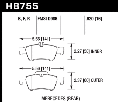 Hawk Performance HB755 Series Brake Pad 0.620 in. thick