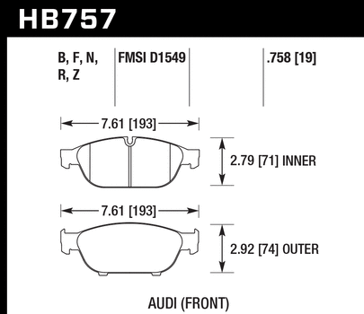 Hawk Performance HB757 Series Brake Pad 0.758 in. thick