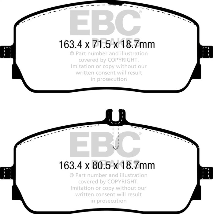 EBC yellowstuff brake pads front fits 2019 Mercedes Benz A220 Sedan V177