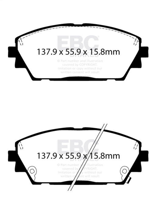 EBC redstuff brake pads front fits 2019 Mazda 3 Bp 2 5l