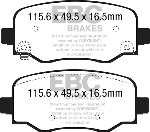 EBC greenstuff brake pads rear part DP62237 fits 2015 Fiat 500x 1 4 Turbo