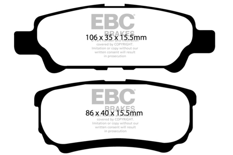 EBC yellowstuff brake pads rear fits 2011 14 Chrysler 200 2 4
