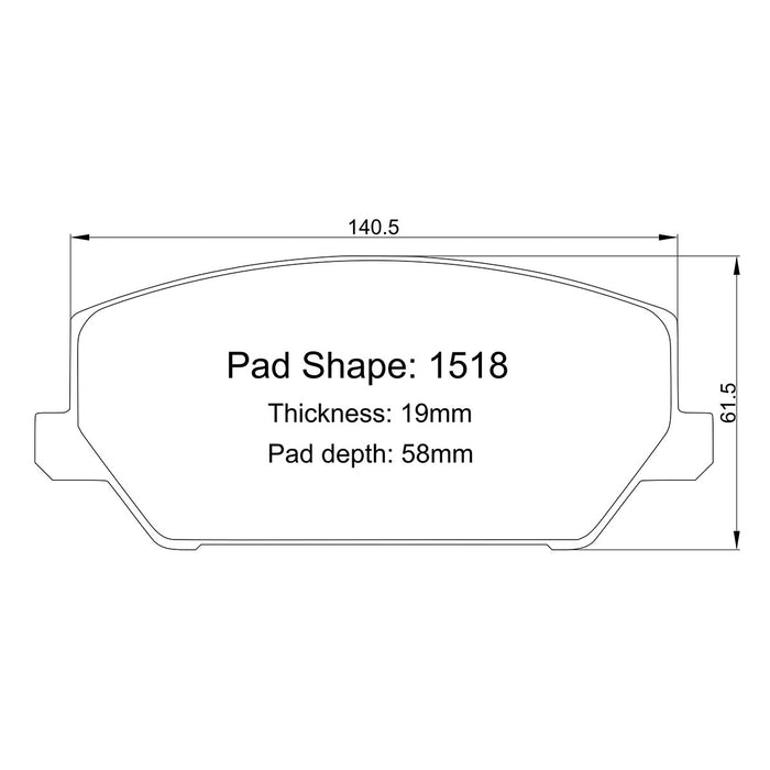 Winmax W-Series PBP 1518 Brake Pads for Veloster N, Elantra N, Kona N, i30 N Front