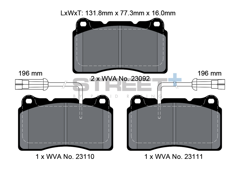 Pagid Street+ brake pad Axle Set T8017SP2001 FMSI: D1001 — Alcon Pagid Street+ brake pad Axle Set T8017SP2001 FMSI: D1001 — Alcon